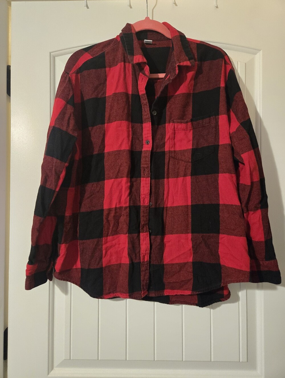 Old Navy Mens Red & Black Buffalo Plaid Flannel Shirt